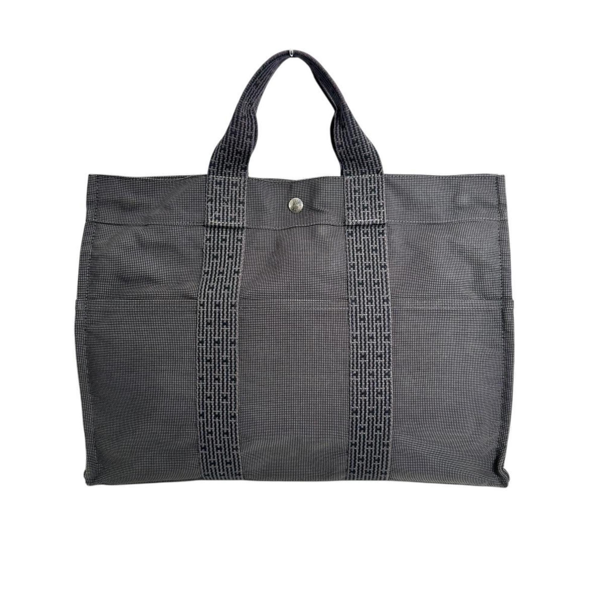 Hermes Hermes Tote Bag Handbag Canvas Air Line MM Cotton Gray Size ONE SIZE - 2 Thumbnail