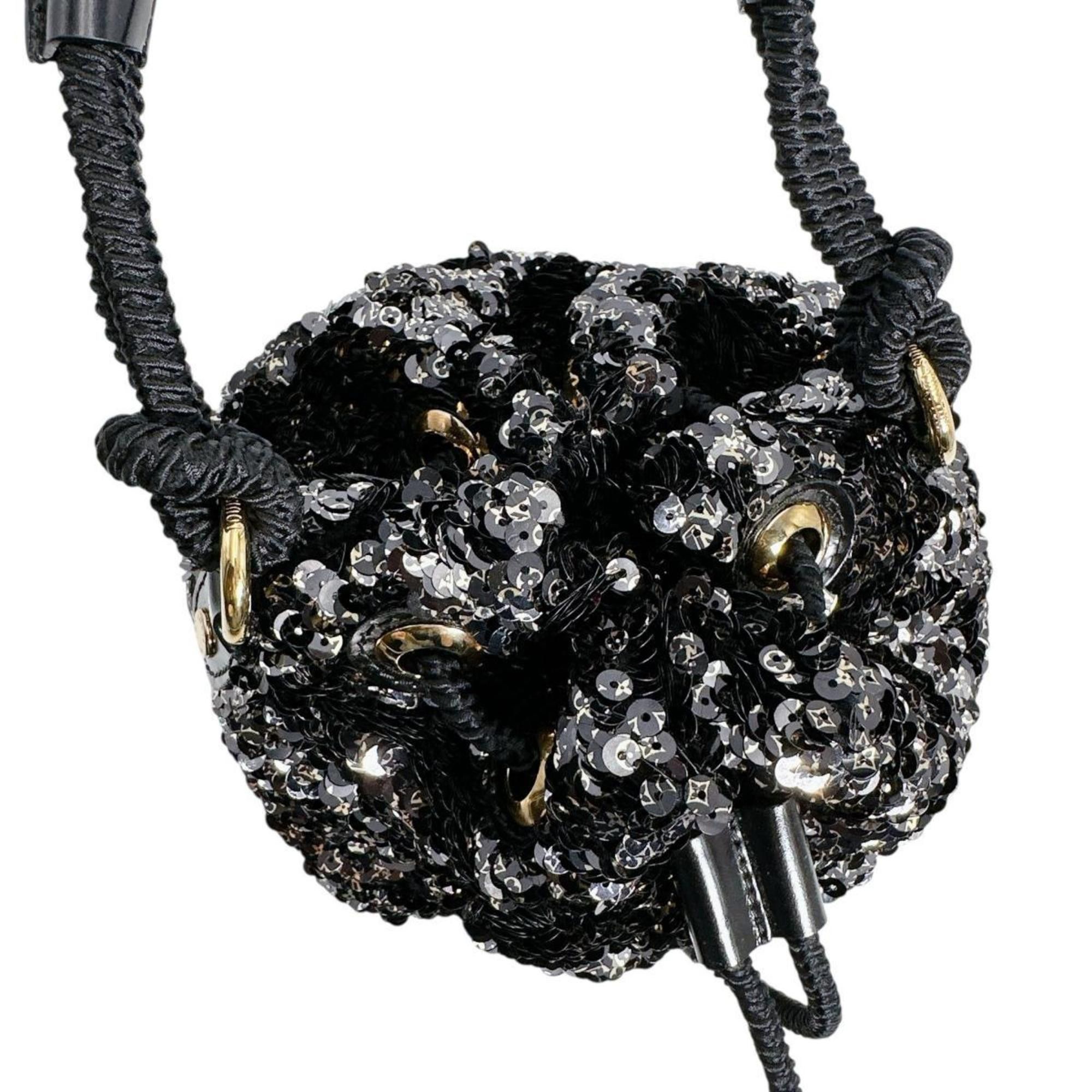 Louis Vuitton Louis Vuitton Mini No Elococo Drawstring Handbag in Sequins, Black, M40322 Size ONE SIZE - 10 Thumbnail