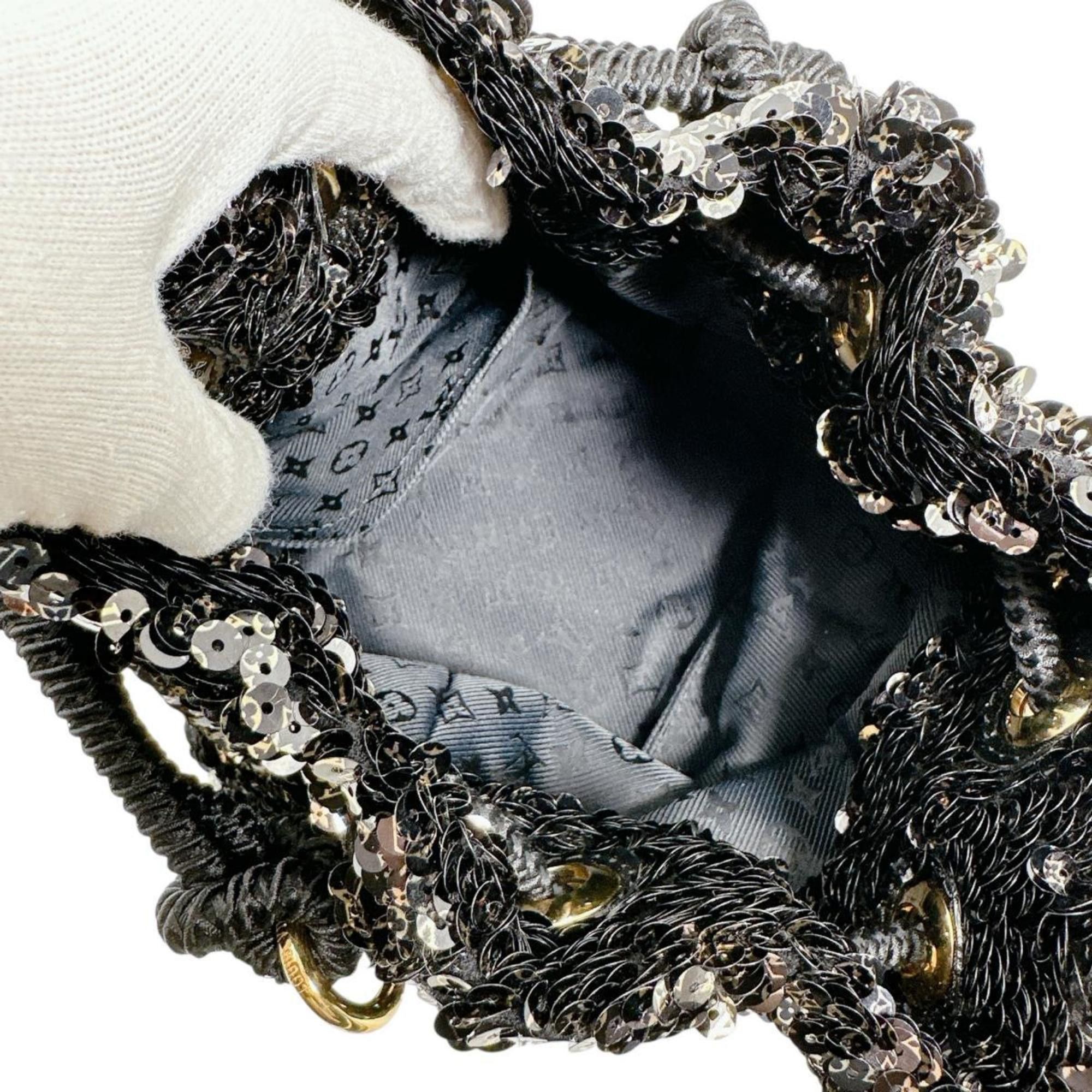 Louis Vuitton Louis Vuitton Mini No Elococo Drawstring Handbag in Sequins, Black, M40322 Size ONE SIZE - 12 Thumbnail