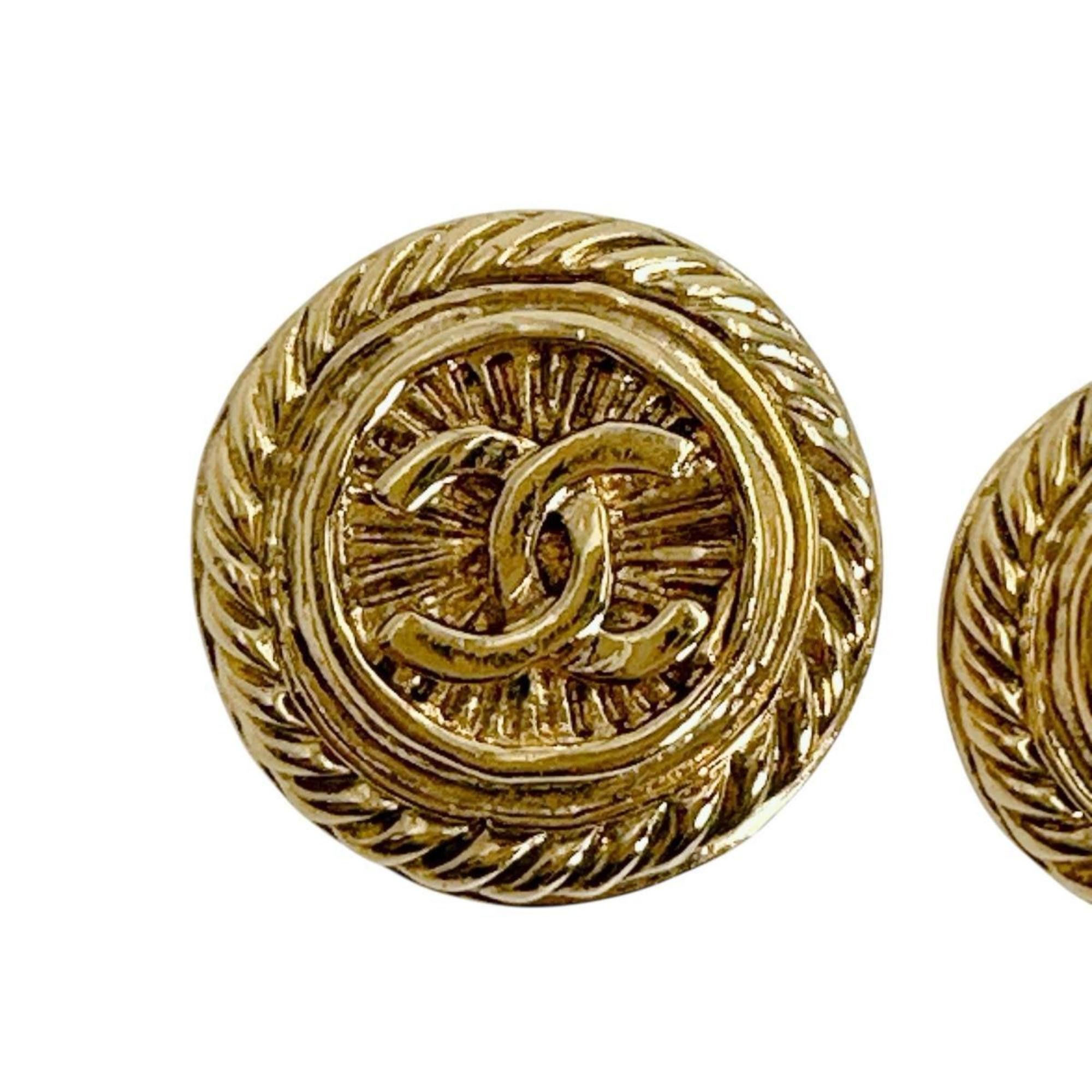Chanel CHANEL Vintage Coco Mark Metal Gold Earrings Size ONE SIZE - 4 Thumbnail