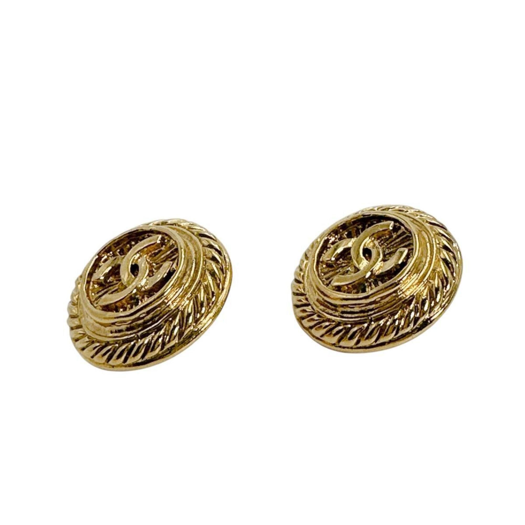 Chanel CHANEL Vintage Coco Mark Metal Gold Earrings Size ONE SIZE - 2 Thumbnail