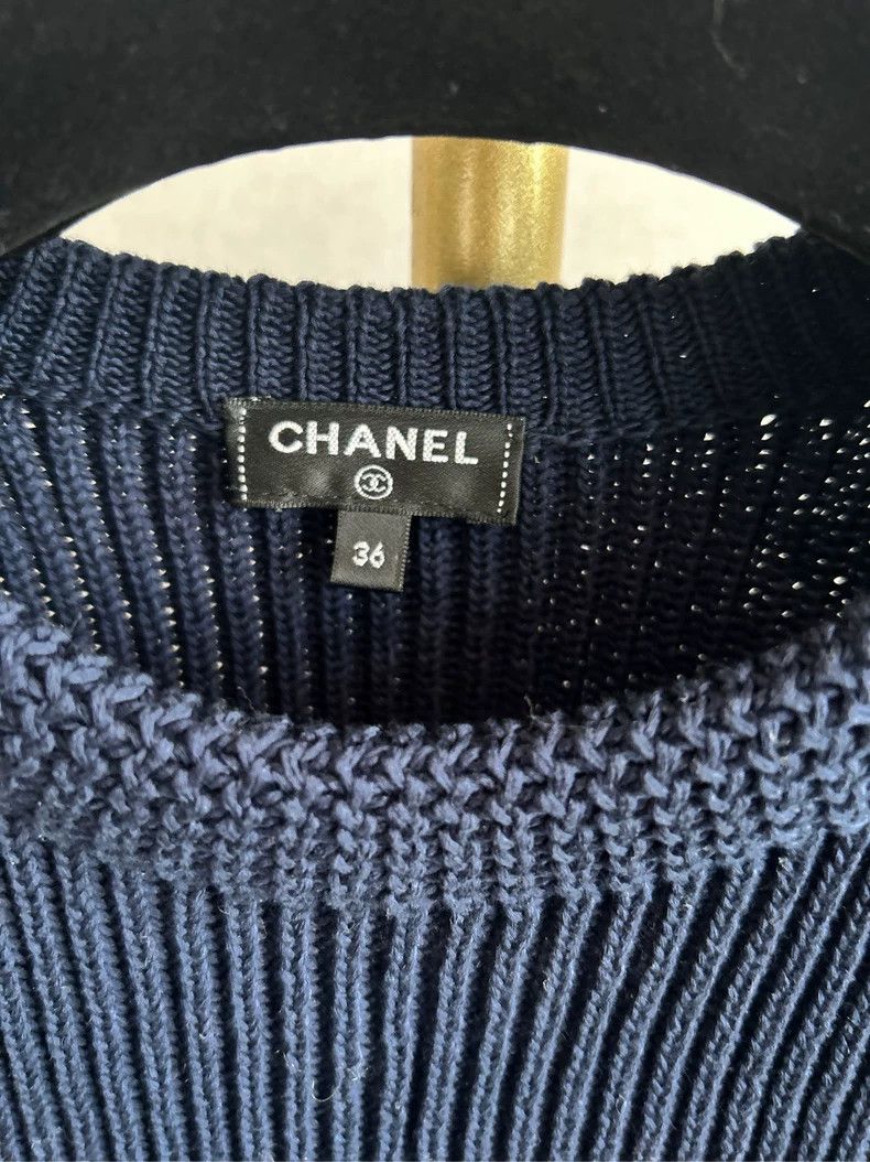 Chanel Chanel Blue Ribbed Knit Top - dmc Size US S / EU 44-46 / 1 - 2 Thumbnail