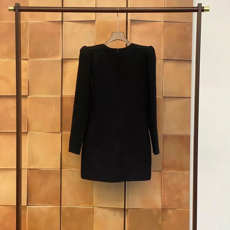 Saint Laurent Paris Saint Laurent Black Wool Mini Dress - dmc Size US 38 / EU 54 - 2 Thumbnail