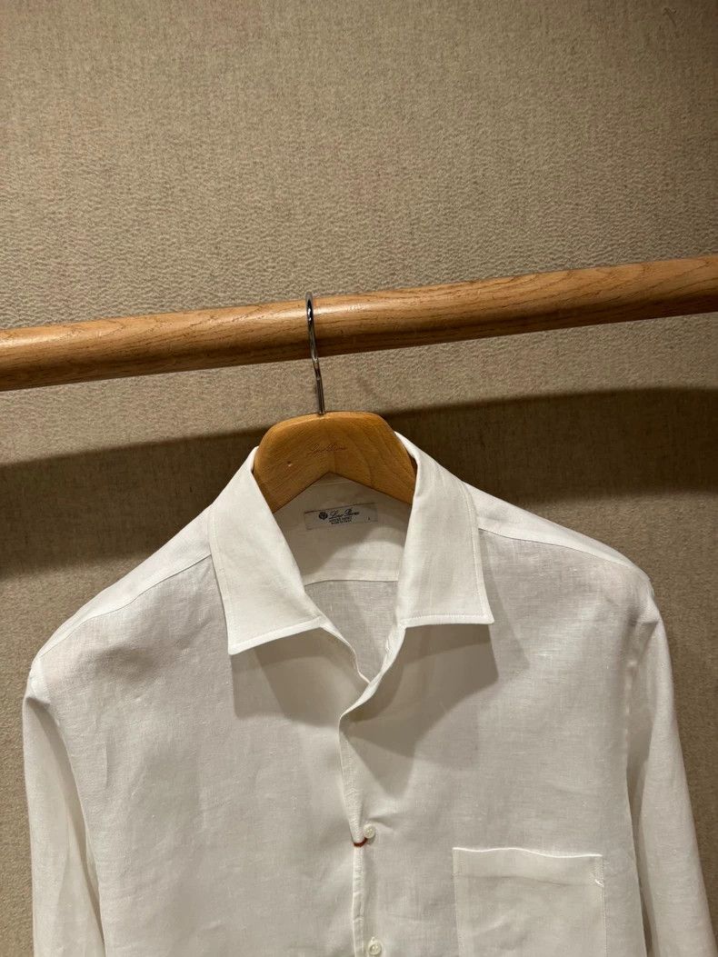 Loro Piana Loro Piana Men's White Linen Shirt - dmc Size US M / EU 48-50 / 2 - 3 Thumbnail