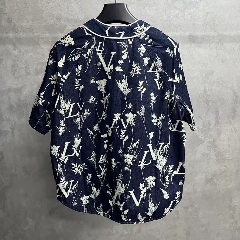 Louis Vuitton Louis Vuitton Blue Wheat Print Denim Shirt-yf Size US M / EU 48-50 / 2 - 2 Thumbnail