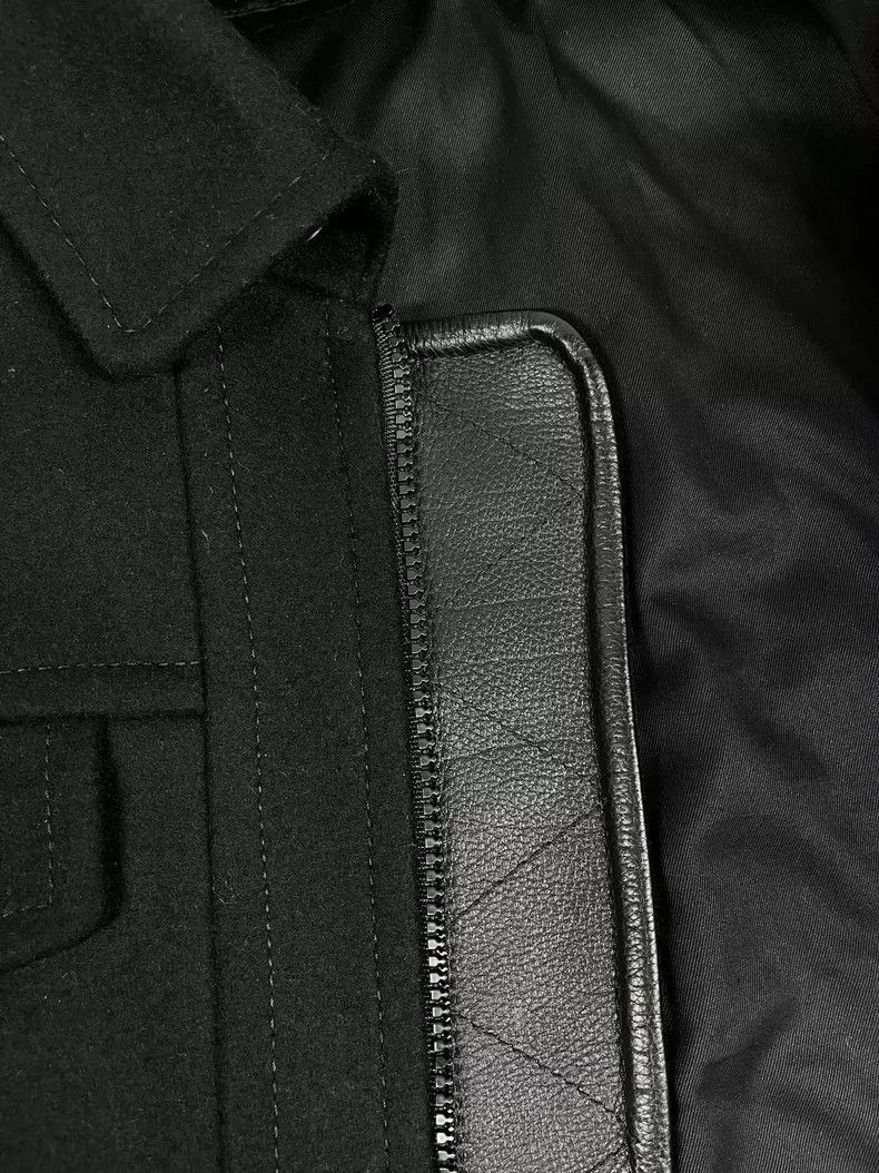 Gucci Gucci Black Wool Leather Trim Jacket-yf Size US XL / EU 56 / 4 - 6 Thumbnail