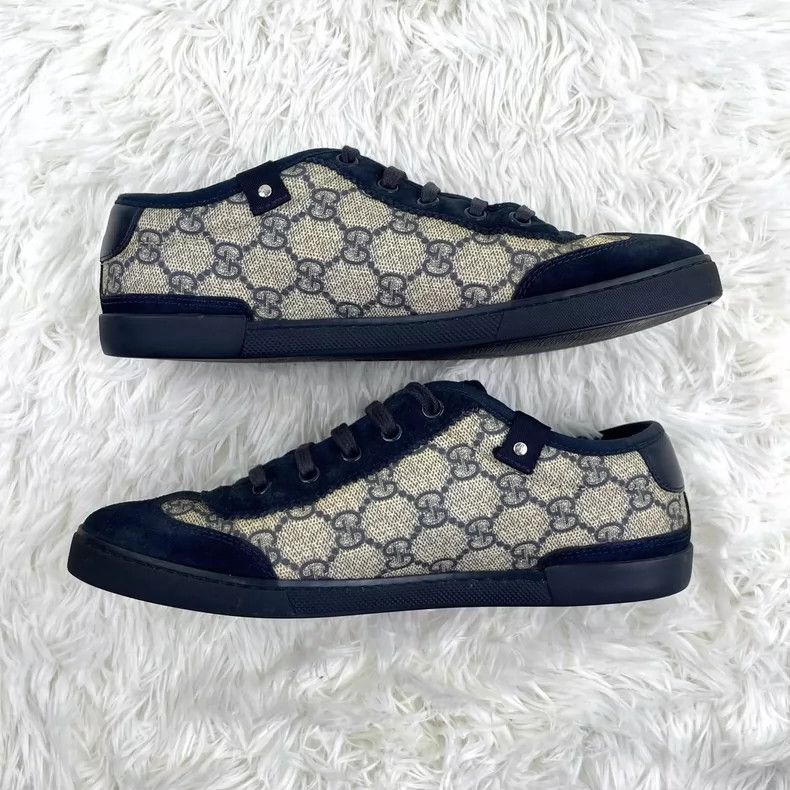 Gucci Gucci Blue GG Print Low-Top Sneakers - dmc Size US 5.5 / EU 38 - 5 Thumbnail