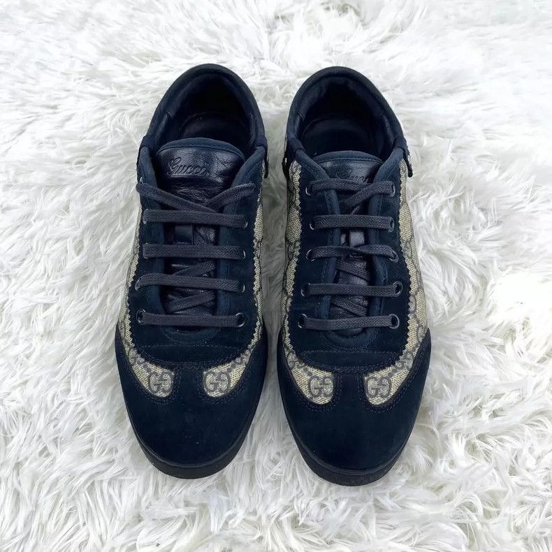 Gucci Gucci Blue GG Print Low-Top Sneakers - dmc Size US 5.5 / EU 38 - 2 Thumbnail
