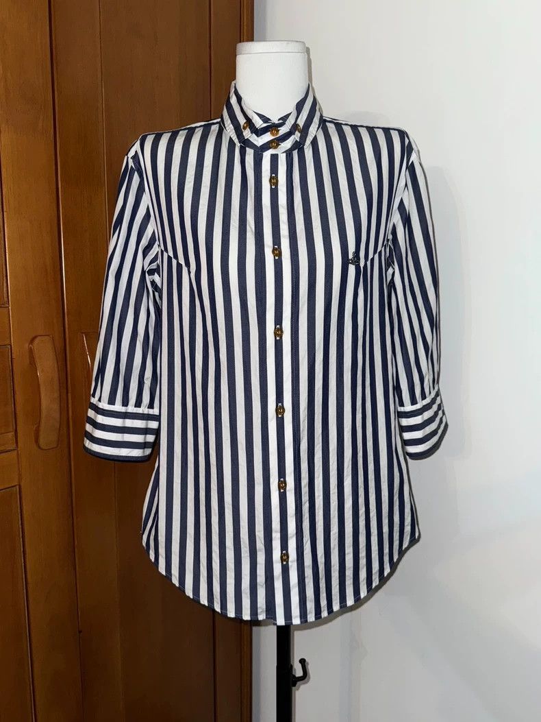 Vivienne Westwood Vivienne Westwood Striped Orb Embroidered Shirt - dmc Size US M / EU 48-50 / 2 - 2 Thumbnail