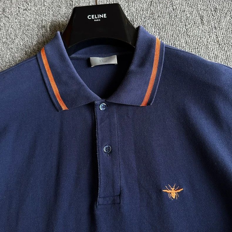 Dior Dior Navy Bee Embroidery Short Sleeve Polo - dmc Size US XL / EU 56 / 4 - 2 Thumbnail