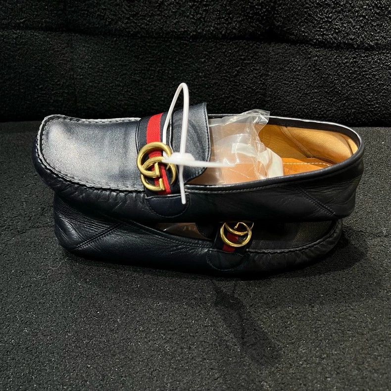 Gucci Gucci Leather Loafers with Web Stripe - dmc Size US 9 / EU 42 - 3 Thumbnail