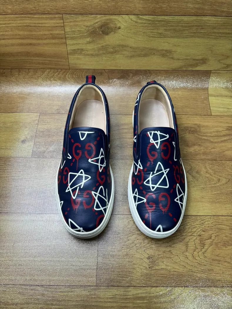 Gucci Gucci Men's Leather Printed Slip-On Shoes - dmc Size US 8 / EU 41 - 2 Thumbnail