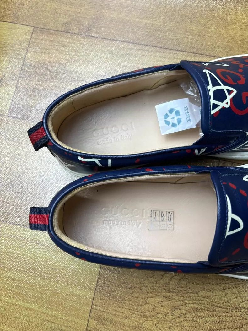 Gucci Gucci Men's Leather Printed Slip-On Shoes - dmc Size US 8 / EU 41 - 8 Thumbnail