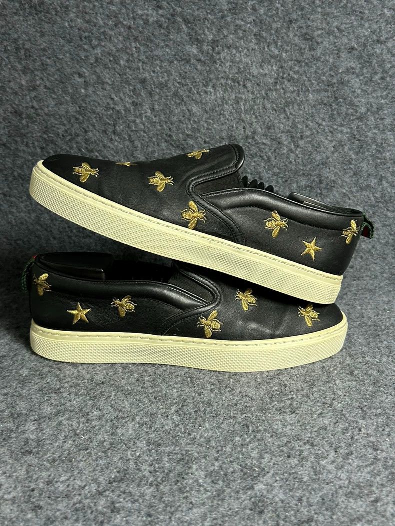 Gucci Gucci Black Leather Slip-On Shoes with Bees - dmc Size US 7.5 / EU 40-41 - 5 Thumbnail