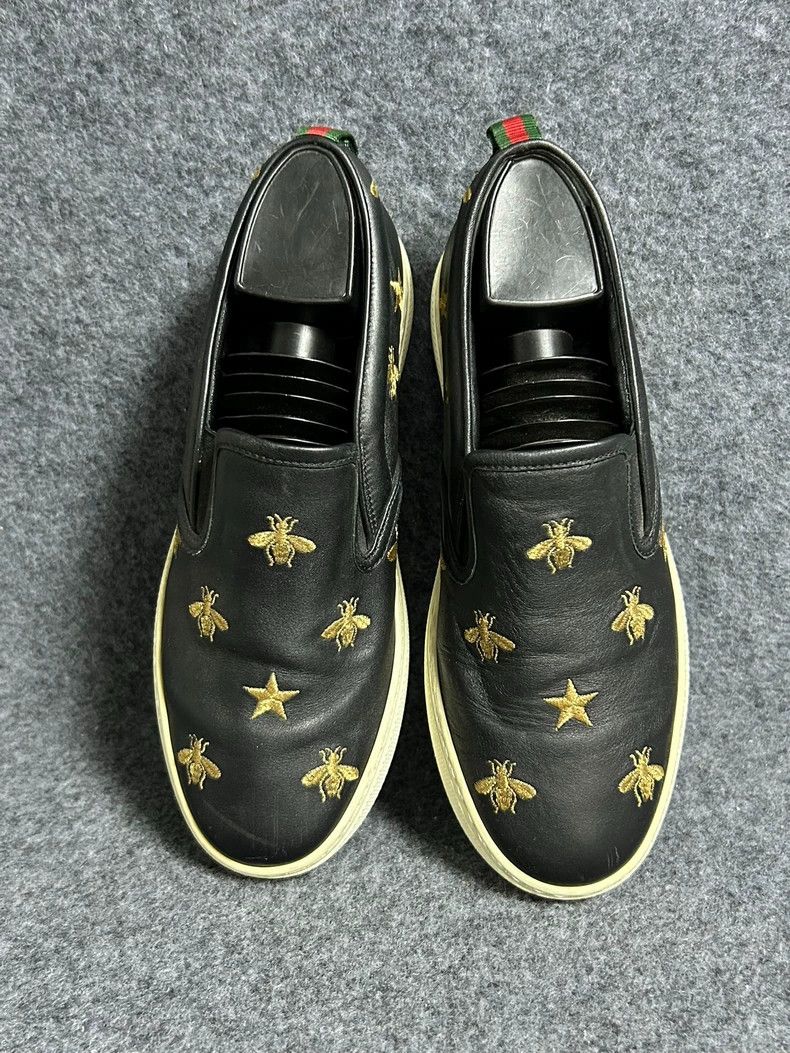 Gucci Gucci Black Leather Slip-On Shoes with Bees - dmc Size US 7.5 / EU 40-41 - 2 Thumbnail
