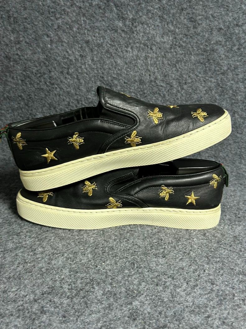 Gucci Gucci Black Leather Slip-On Shoes with Bees - dmc Size US 7.5 / EU 40-41 - 6 Thumbnail