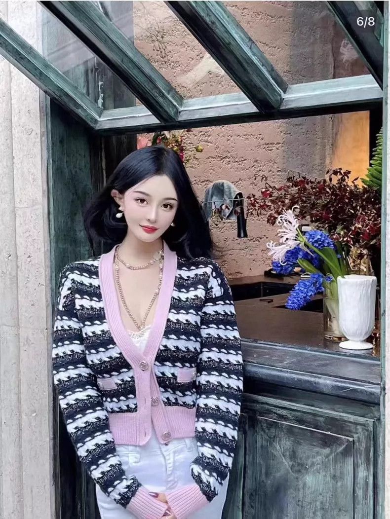 Chanel Chanel Pink Trim Striped Knit Cardigan - dmc Size US S / EU 44-46 / 1 - 7 Thumbnail