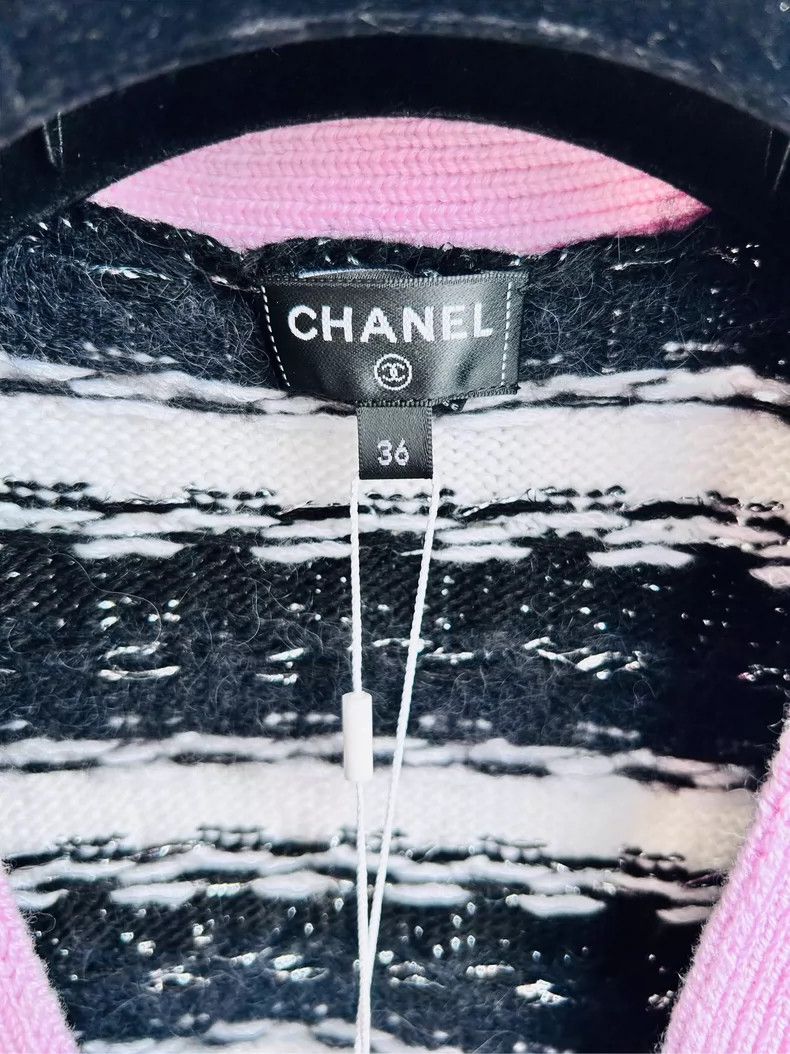 Chanel Chanel Pink Trim Striped Knit Cardigan - dmc Size US S / EU 44-46 / 1 - 3 Thumbnail