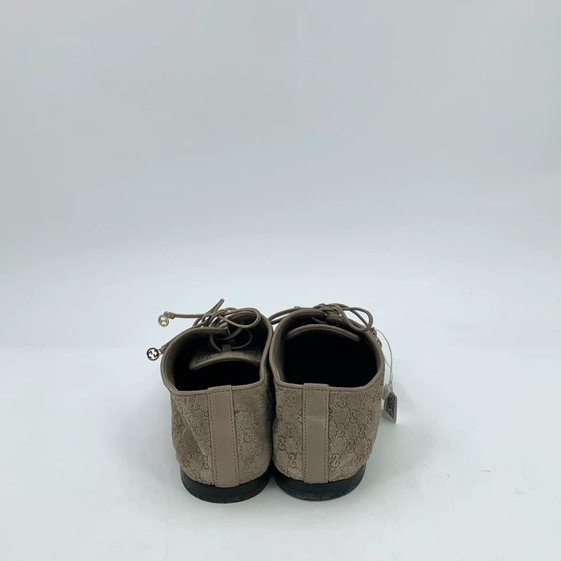 Gucci Gucci Brown Logo Print Lace-Up Flats - dmc Size US 5 / EU 37 - 4 Thumbnail