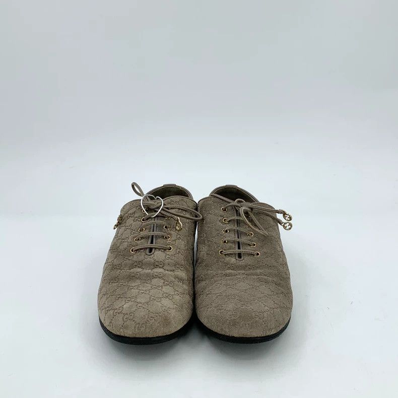 Gucci Gucci Brown Logo Print Lace-Up Flats - dmc Size US 5 / EU 37 - 3 Thumbnail