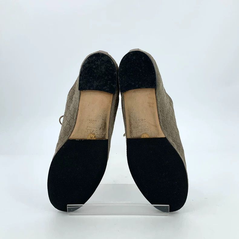 Gucci Gucci Brown Logo Print Lace-Up Flats - dmc Size US 5 / EU 37 - 5 Thumbnail
