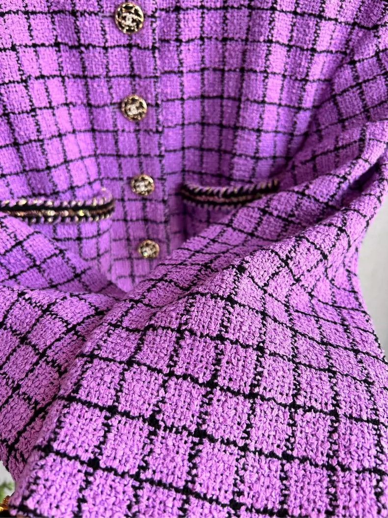 Chanel Chanel 22S Purple Plaid Button Jacket - dmc Size US S / EU 44-46 / 1 - 2 Thumbnail
