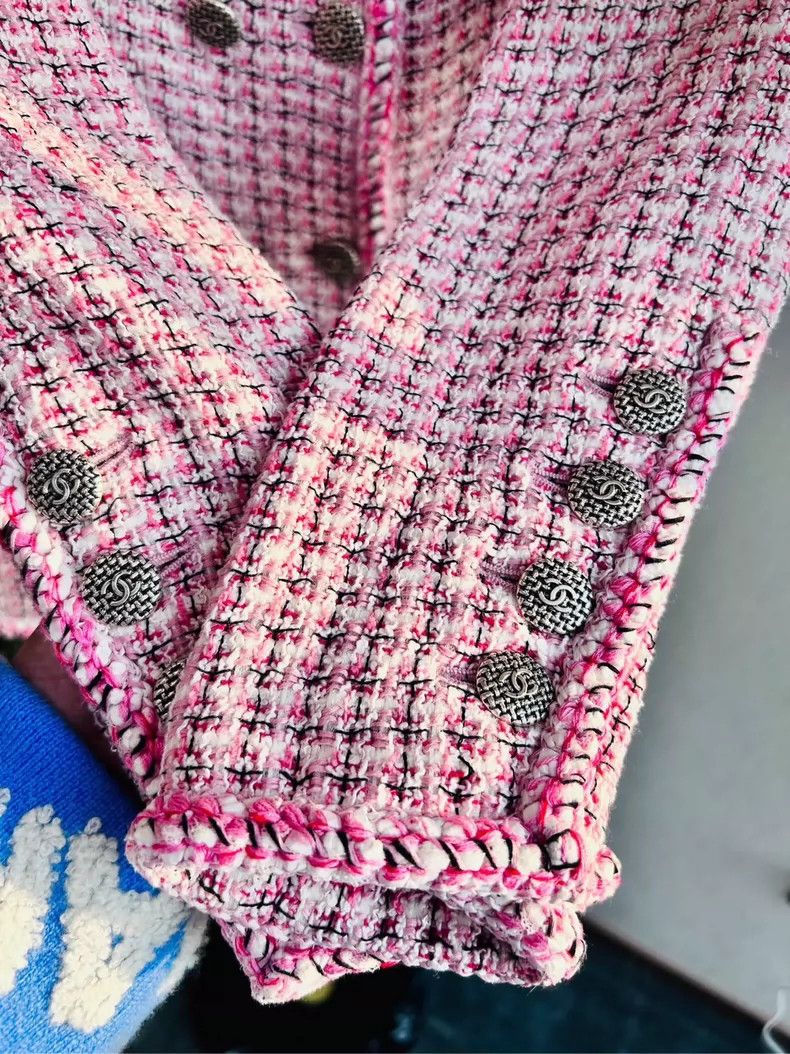 Chanel CHANEL Pink Tweed Collar Jacket - dmc Size US S / EU 44-46 / 1 - 3 Thumbnail