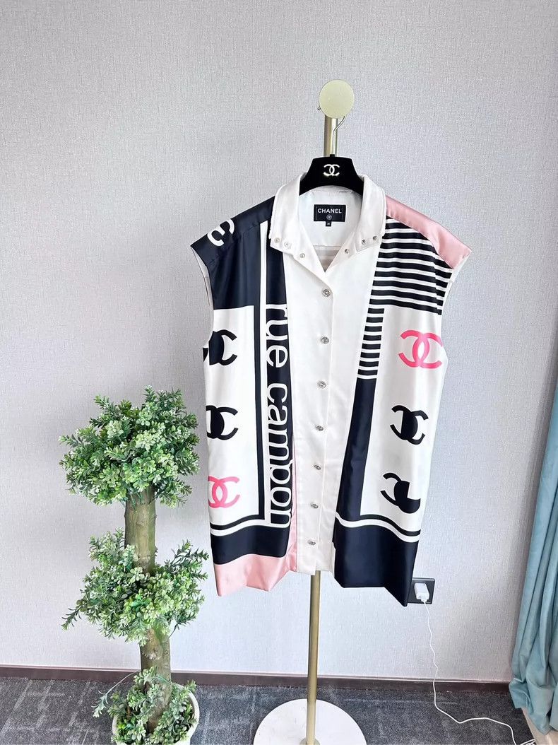 Chanel CHANEL Sleeveless Colorblock Print Blouse - dmc Size US S / EU 44-46 / 1 - 2 Thumbnail