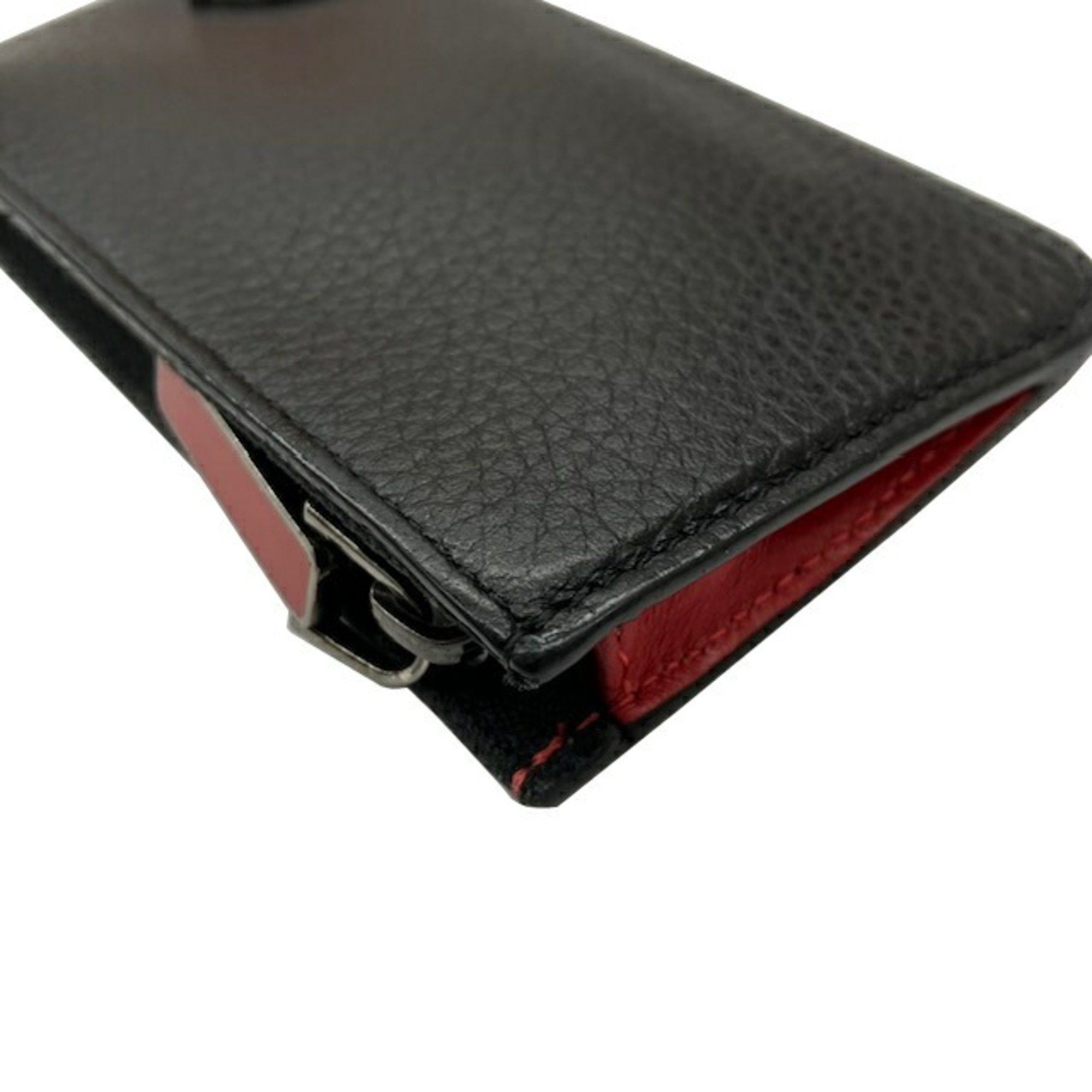 Christian Louboutin Christian Louboutin coin and business card holder/card case in black red leather for men women Size ONE SIZE - 5 Thumbnail