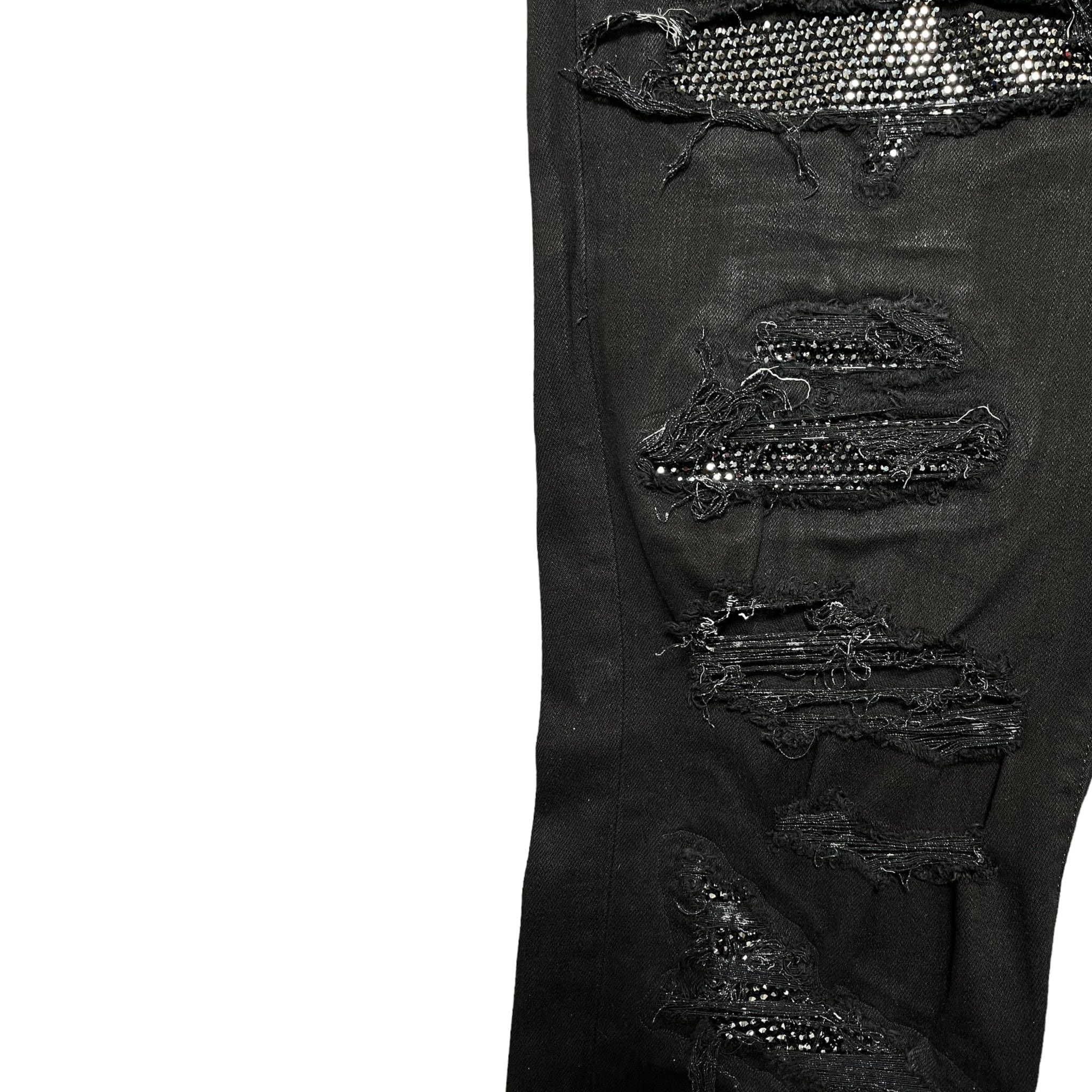 Amiri Crystal Patch Destroy Jeans Black