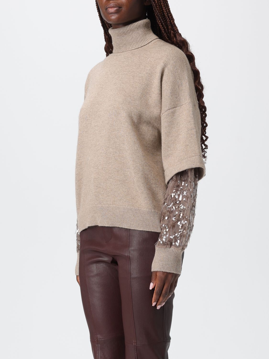 Brunello Cucinelli Brunello Cucinelli Sweater Woman Beige Size S / US 4 / IT 40 - 4 Thumbnail