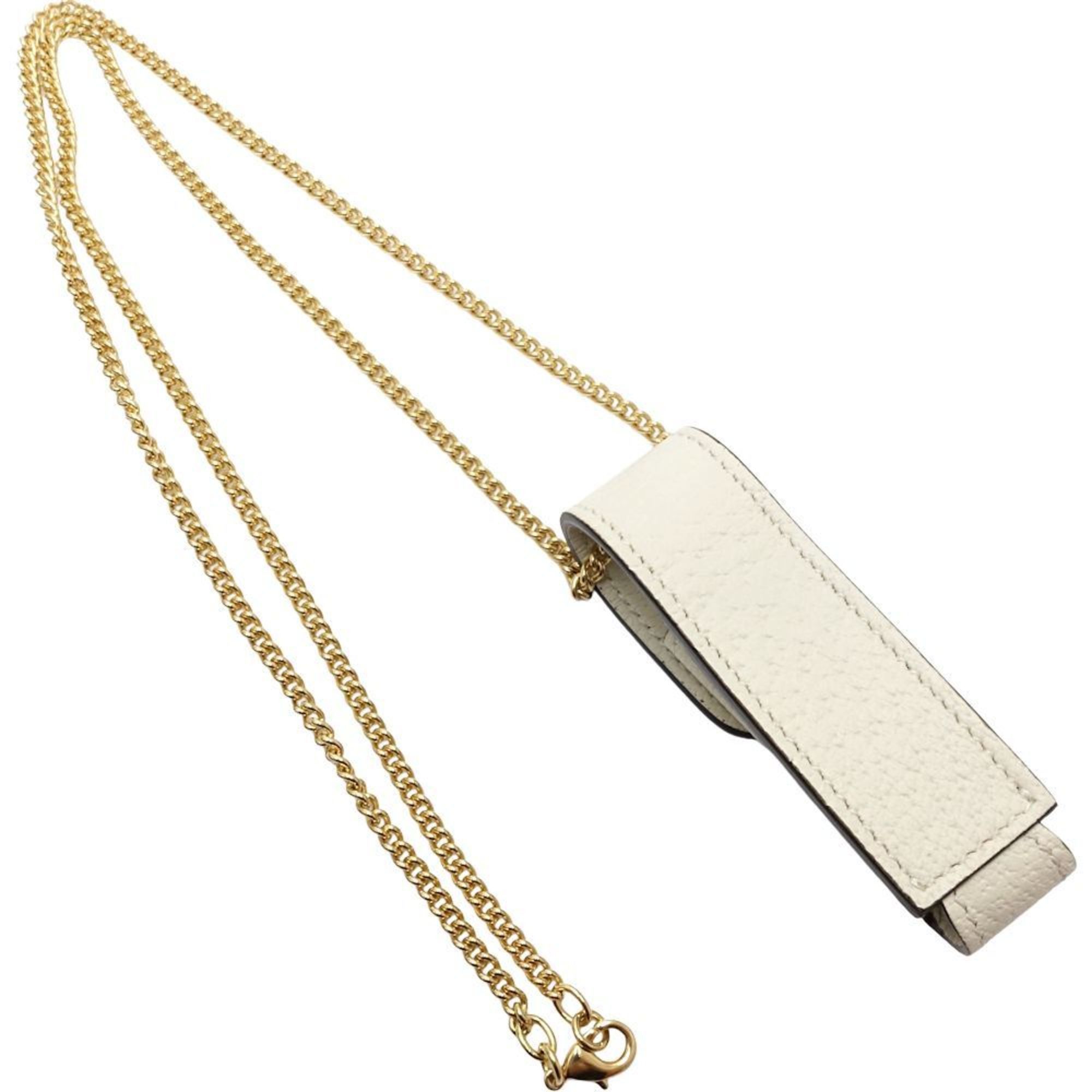 Gucci GUCCI Lipstick Case, Double G Leather, White, Women's, 615998, 181593 Size ONE SIZE - 2 Thumbnail