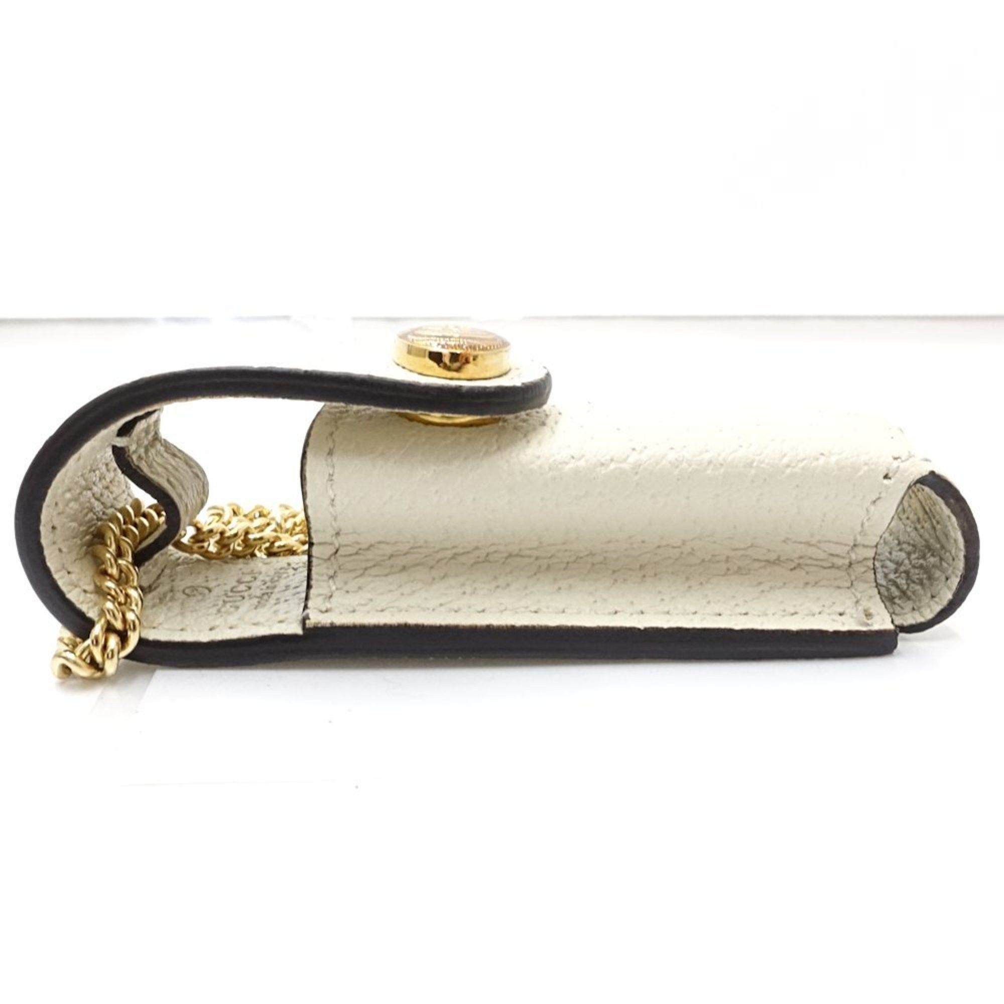 Gucci GUCCI Lipstick Case, Double G Leather, White, Women's, 615998, 181593 Size ONE SIZE - 3 Thumbnail