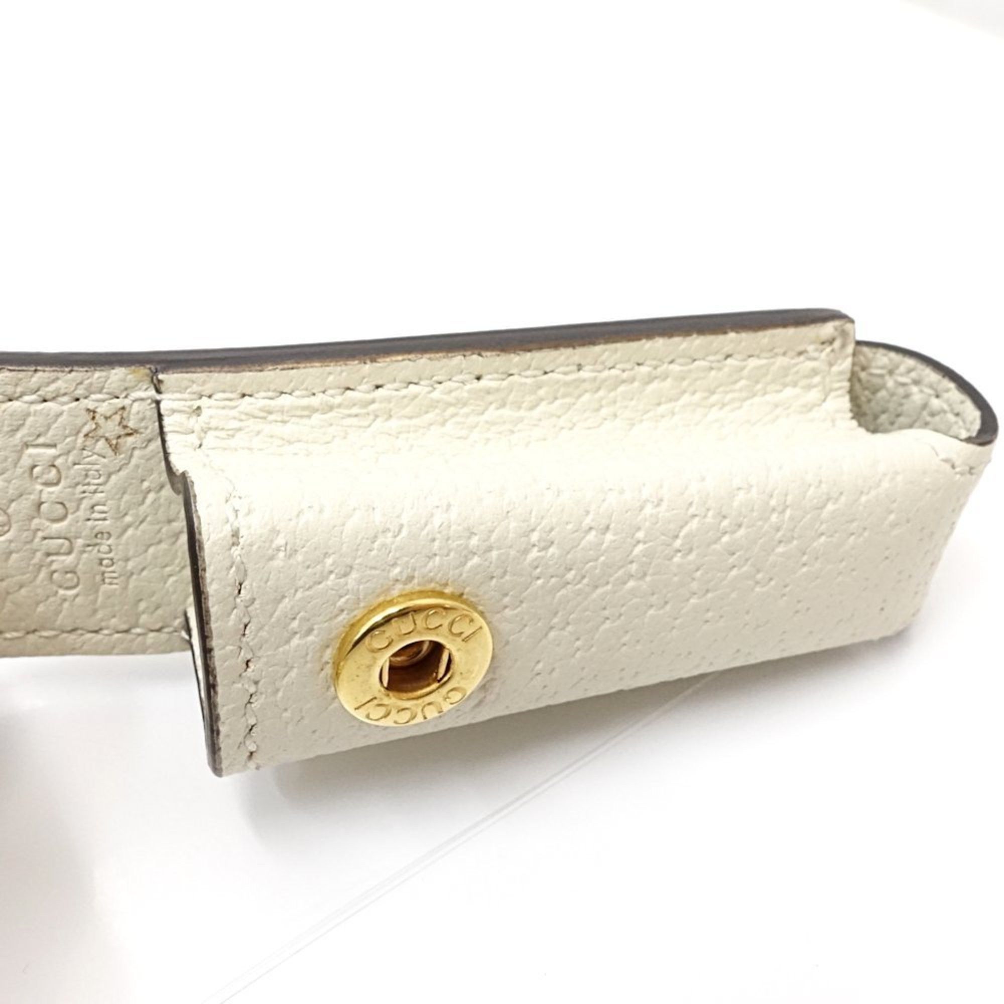 Gucci GUCCI Lipstick Case, Double G Leather, White, Women's, 615998, 181593 Size ONE SIZE - 5 Thumbnail