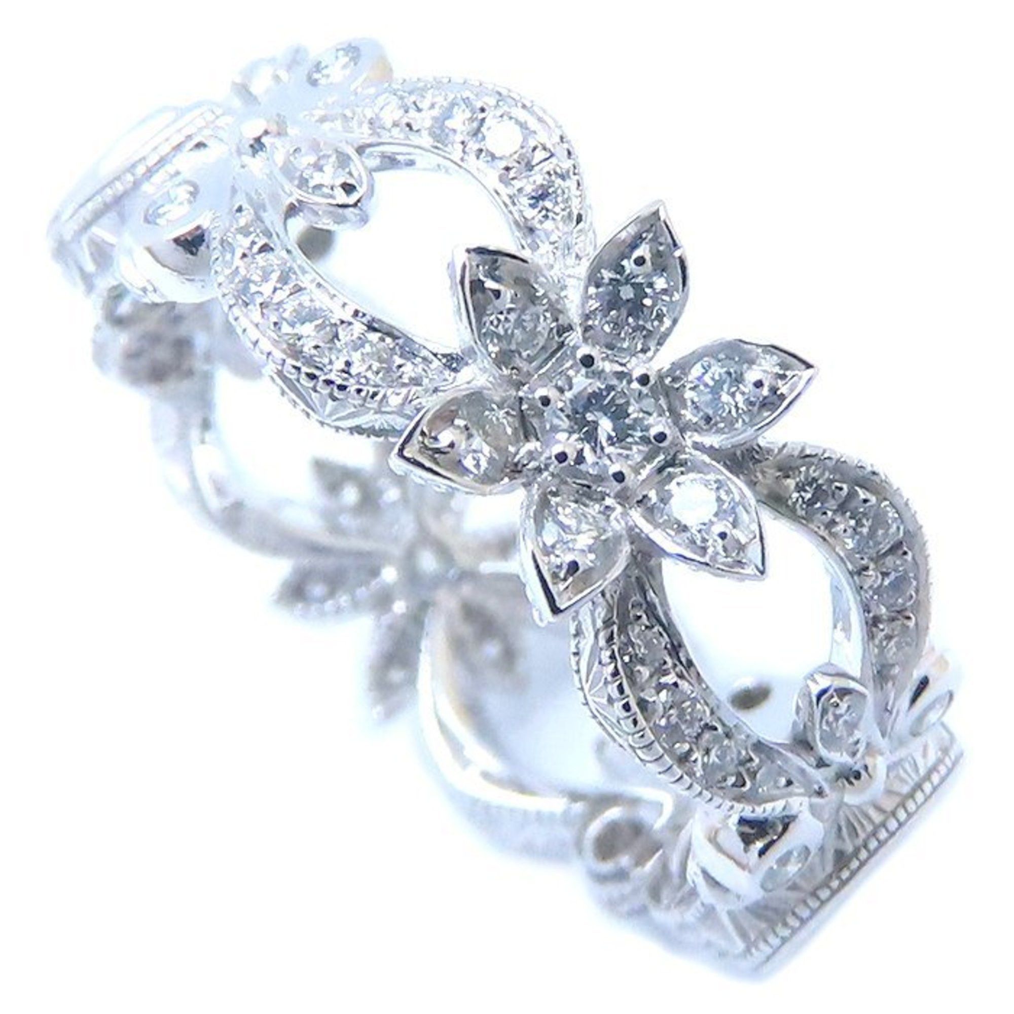 Gucci GUCCI Flora Ring, Diamond, #8, Flower Motif, 18K White Gold, Women's, 294308 Size ONE SIZE - 8 Thumbnail