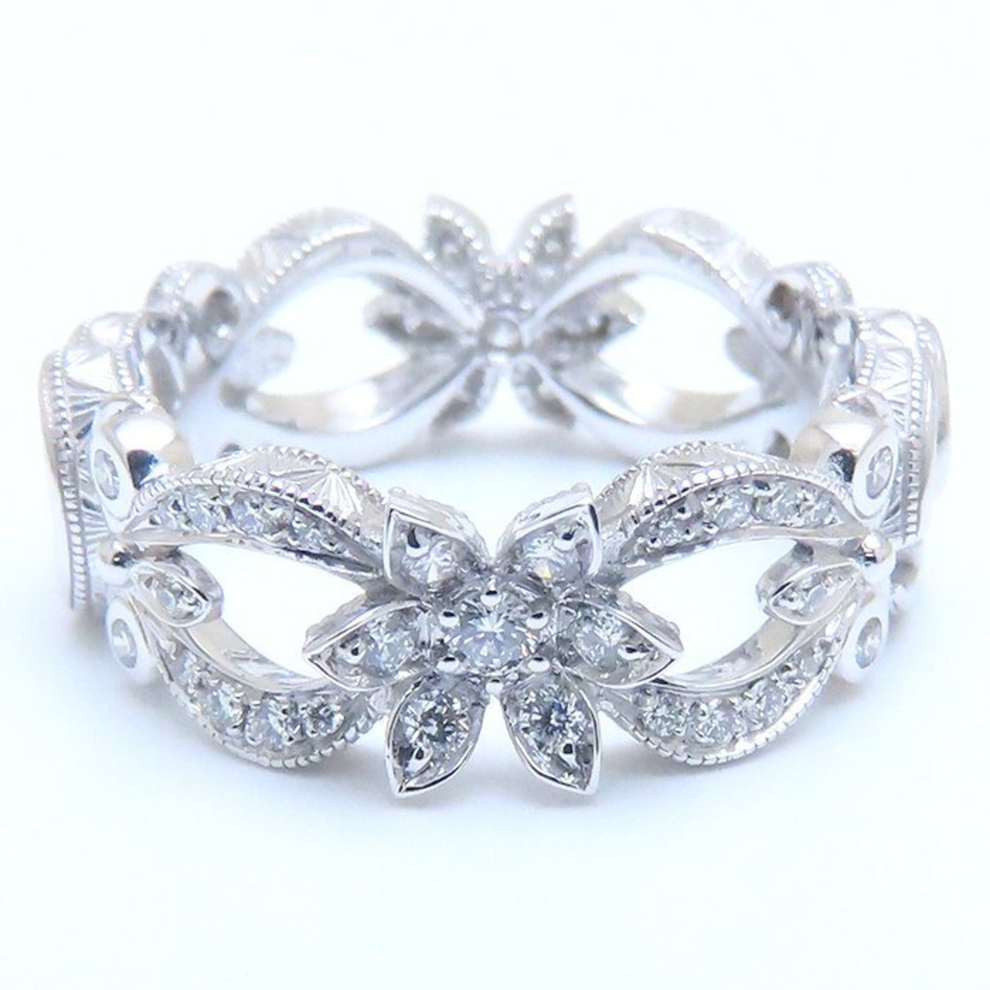 Gucci GUCCI Flora Ring, Diamond, #8, Flower Motif, 18K White Gold, Women's, 294308 Size ONE SIZE - 3 Thumbnail