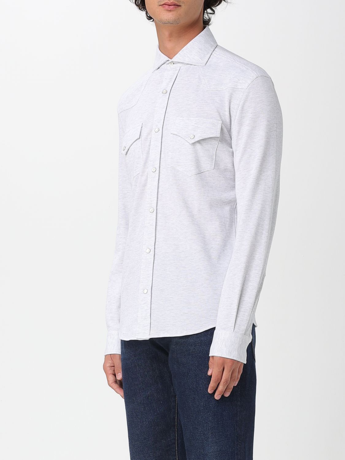 Brunello Cucinelli Brunello Cucinelli Shirt Men Grey Size US XL / EU 56 / 4 - 4 Thumbnail