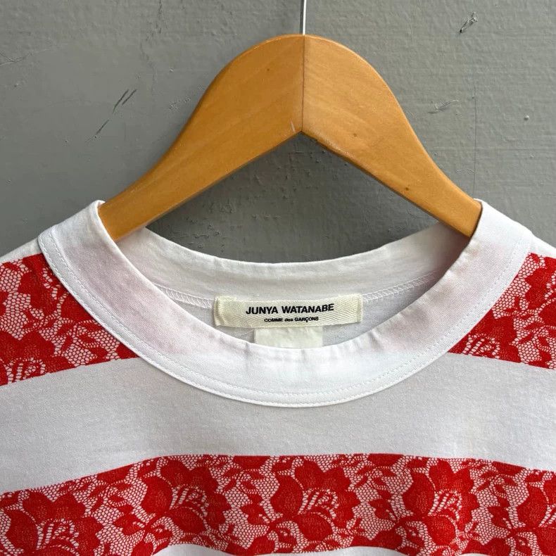 Comme des Garcons Comme des Garçons Red Lace Short Sleeve Top - dmc Size US M / EU 48-50 / 2 - 2 Thumbnail