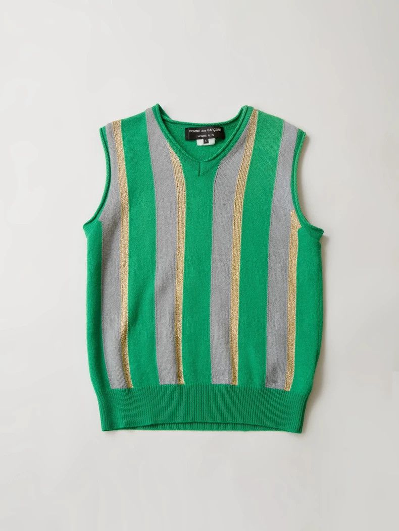 Comme des Garcons Green Striped Sleeveless Knit Vest - dmc Size US M / EU 48-50 / 2 - 4 Thumbnail