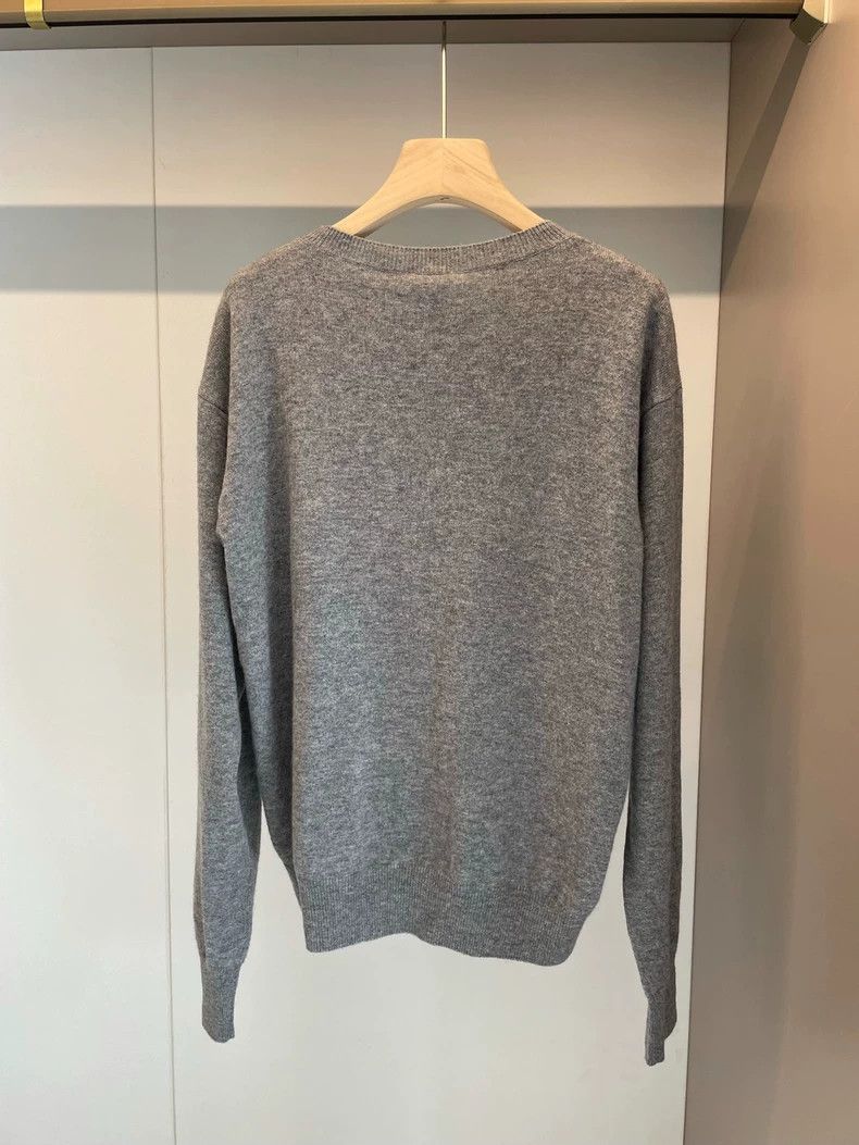Loewe Loewe Gray Logo Print Cashmere Sweater - dmc Size US M / EU 48-50 / 2 - 2 Thumbnail