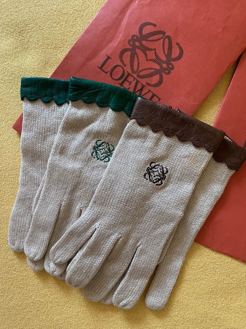 Loewe Loewe Embroidered Cotton Leather Gloves - dmc Size ONE SIZE - 6 Thumbnail