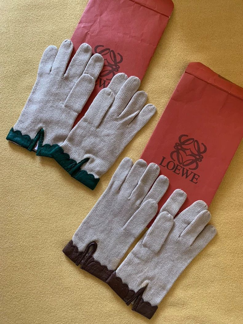 Loewe Loewe Embroidered Cotton Leather Gloves - dmc Size ONE SIZE - 4 Thumbnail