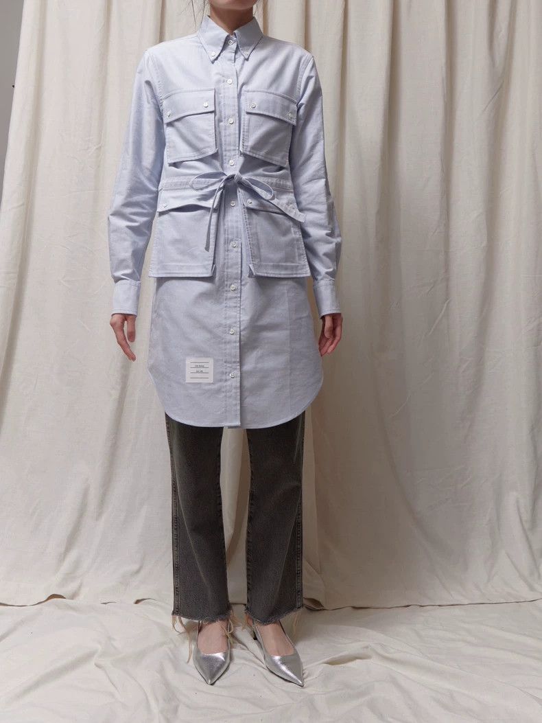 Thom Browne THOM BROWNE Blue Drawstring Shirt Dress - dmc Size US 38 / EU 54 - 2 Thumbnail