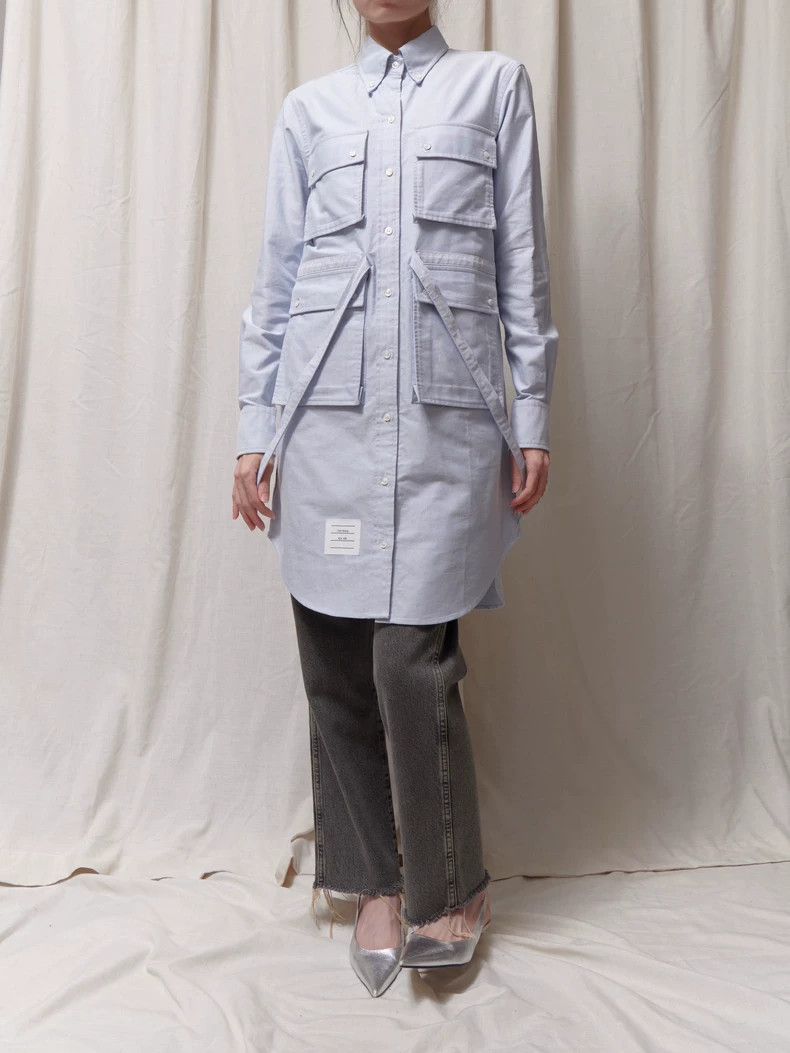 Thom Browne THOM BROWNE Blue Drawstring Shirt Dress - dmc Size US 38 / EU 54 - 3 Thumbnail