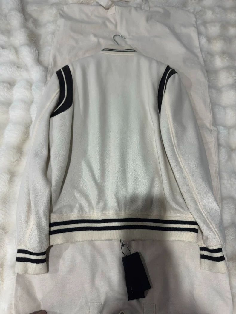 Saint Laurent Paris Saint Laurent White Teddy Baseball Jacket - dmc Size US L / EU 52-54 / 3 - 4 Thumbnail