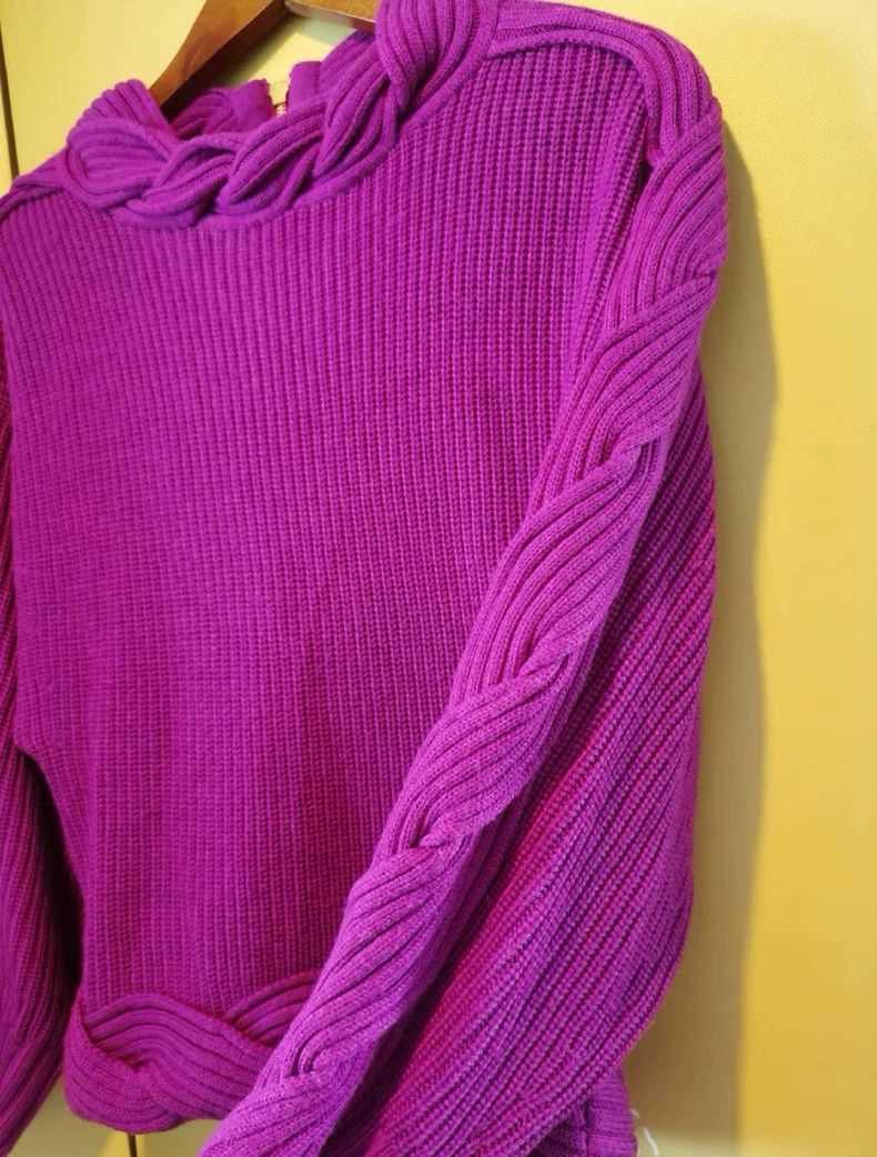 Vintage Kenzo Purple Wool Sweater Classic Wave Design - dmc Size US S / EU 44-46 / 1 - 3 Thumbnail