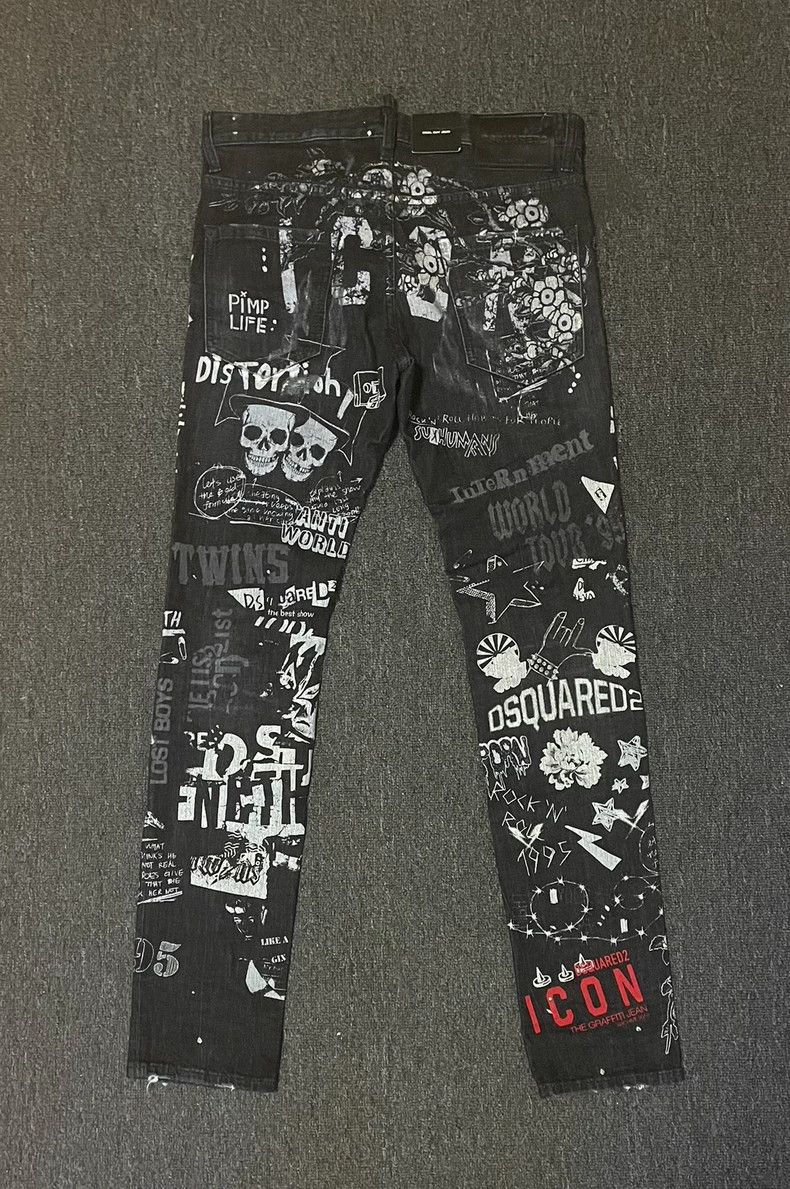 Dsquared2 Dsquared2 Graffiti Print Denim Jeans-yf Size US 32 / EU 48 - 5 Thumbnail