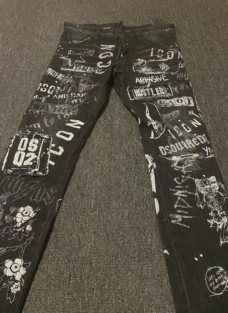 Dsquared2 Dsquared2 Graffiti Print Denim Jeans-yf Size US 32 / EU 48 - 2 Thumbnail