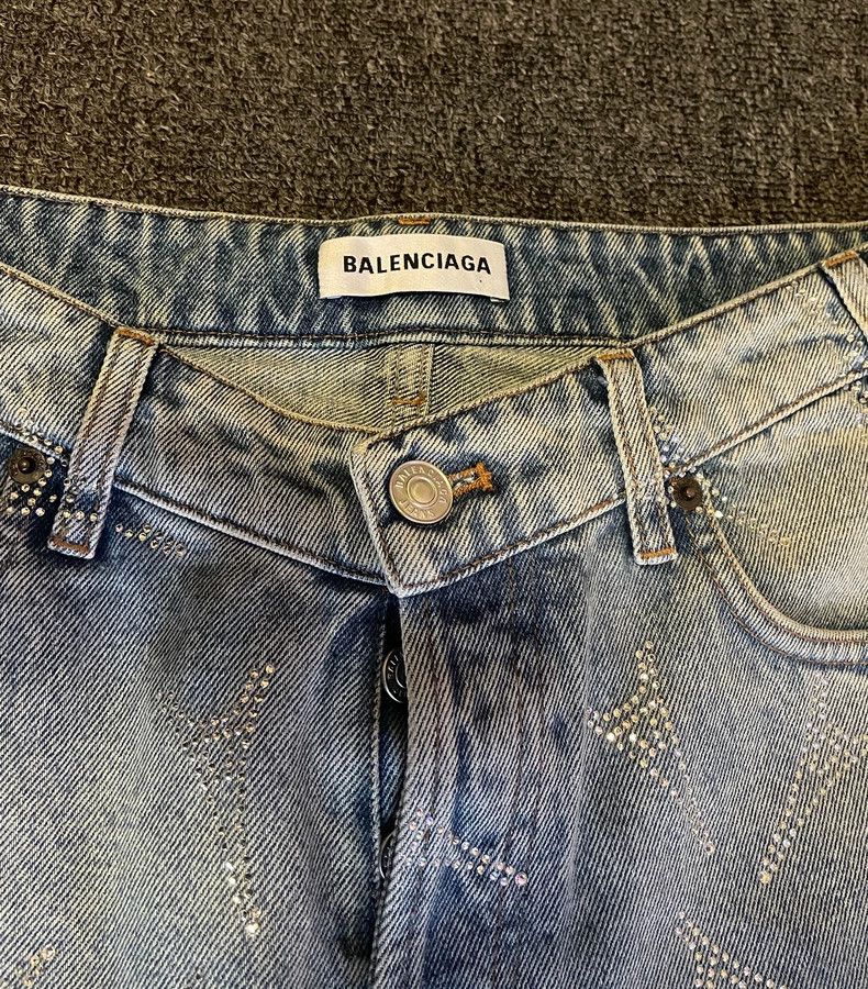 Balenciaga Balenciaga Denim Jeans with Paris Tower Rhinestones-yf Size US 29 - 3 Thumbnail
