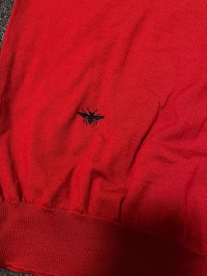 Dior Dior Red Wool Sweater with Bee Motif-yf Size US M / EU 48-50 / 2 - 2 Thumbnail